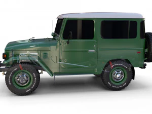 Toyota Land Cruiser FJ 40 с шасси зеленый 3D Модель