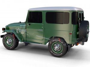 toyota land cruiser fj 40 with chassis green 3D Модель
