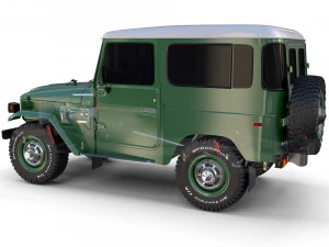 Toyota Land Cruiser FJ 40 с шасси зеленый 3D Модель