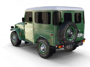 toyota land cruiser fj 40 with chassis green 3D Модель