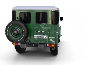 Toyota Land Cruiser FJ 40 с шасси зеленый 3D Модель