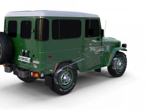 Toyota Land Cruiser FJ 40 с шасси зеленый 3D Модель