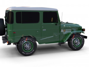 toyota land cruiser fj 40 with chassis green 3D Модель