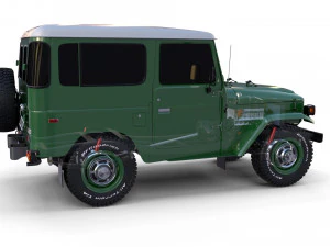 Toyota Land Cruiser FJ 40 с шасси зеленый 3D Модель