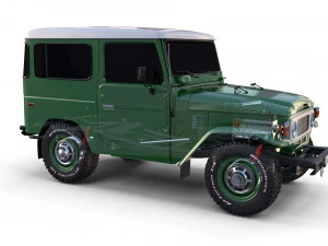 Toyota Land Cruiser FJ 40 с шасси зеленый 3D Модель
