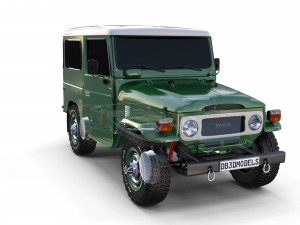 toyota land cruiser fj 40 with chassis green 3D Модель