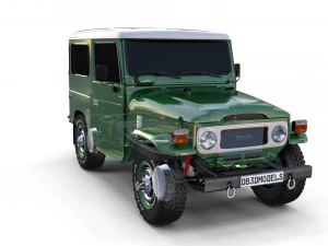 Toyota Land Cruiser FJ 40 с шасси зеленый 3D Модель