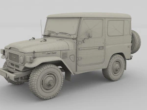 Toyota Land Cruiser FJ 40 с шасси зеленый 3D Модель