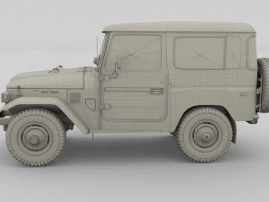 Toyota Land Cruiser FJ 40 с шасси зеленый 3D Модель