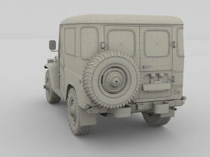 Toyota Land Cruiser FJ 40 с шасси зеленый 3D Модель