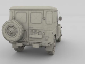 Toyota Land Cruiser FJ 40 с шасси зеленый 3D Модель