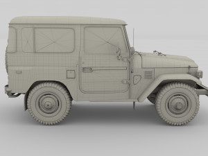 toyota land cruiser fj 40 with chassis green 3D Модель
