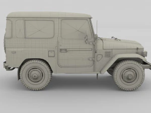 Toyota Land Cruiser FJ 40 с шасси зеленый 3D Модель