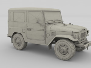 toyota land cruiser fj 40 with chassis green 3D Модель
