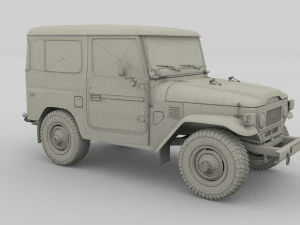 Toyota Land Cruiser FJ 40 с шасси зеленый 3D Модель