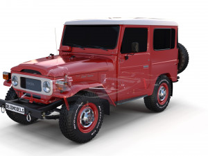 toyota land cruiser fj 40 with chassis red 3D Model
