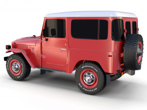 toyota land cruiser fj 40 with chassis red Modelo 3D