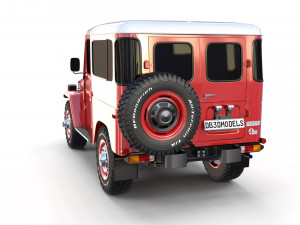 toyota land cruiser fj 40 with chassis red Modelo 3D