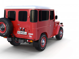 toyota land cruiser fj 40 with chassis red Modelo 3D