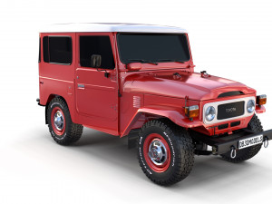 toyota land cruiser fj 40 with chassis red Modelo 3D