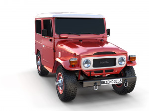 toyota land cruiser fj 40 with chassis red Modelo 3D