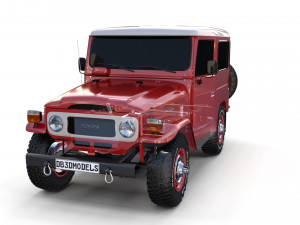 toyota land cruiser fj 40 with chassis red Modelo 3D
