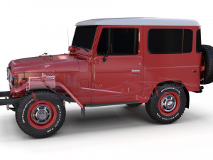 toyota land cruiser fj 40 with chassis red Modelo 3D
