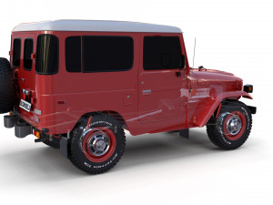 toyota land cruiser fj 40 with chassis red Modelo 3D