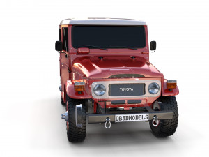 toyota land cruiser fj 40 with chassis red Modelo 3D