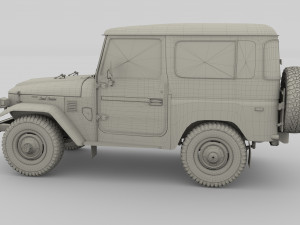 toyota land cruiser fj 40 with chassis red Modelo 3D