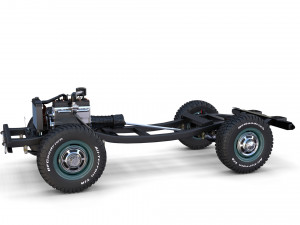 toyota land cruiser fj 40 with chassis red Modelo 3D