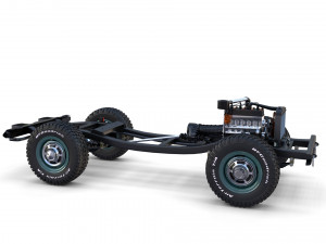 toyota land cruiser fj 40 with chassis red Modelo 3D