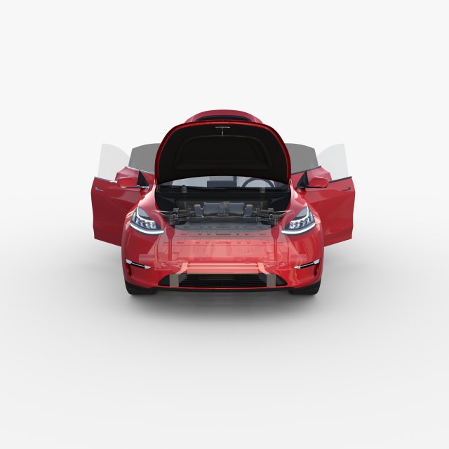 Tesla Model Y RWD Rot mit Innenraum und Fahrgestell 3D-Modell $149 - .blend  .dae .fbx .obj .stl - Free3D