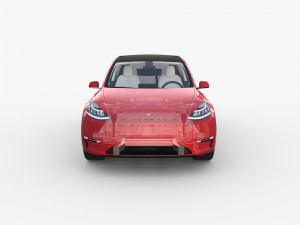 tesla model y rwd red with interior and chassis 3D 모델