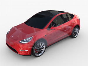 tesla model y rwd red with chassis 3D Model