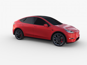 tesla model y rwd red with chassis 3D Model