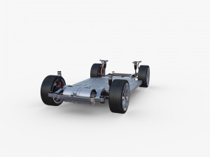 tesla model y rwd red with chassis 3D Model