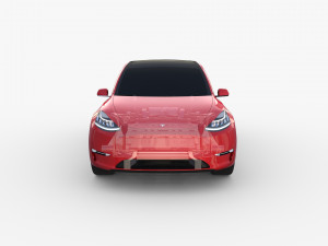 tesla model y rwd red with chassis 3D Model