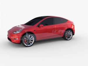 tesla model y rwd red with chassis 3D Model