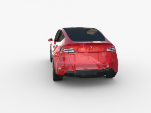 tesla model y rwd red with chassis 3D Model