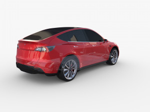tesla model y rwd red with chassis 3D Model