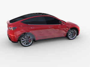 tesla model y rwd red with chassis 3D Model