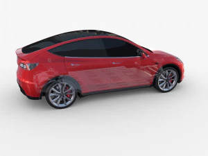 tesla modelo y rwd rojo con chasis Modelo 3D