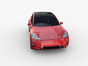 tesla model y rwd red with chassis 3D Model