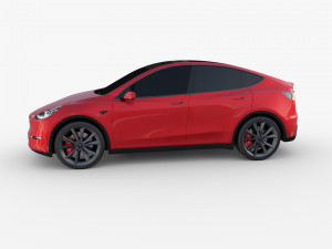 tesla model y rwd red with chassis 3D Model