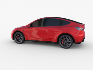 tesla model y awd red with chassis 3D Model