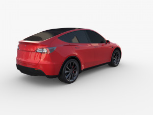 tesla model y awd red with chassis 3D Model