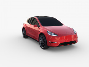 tesla model y awd red with chassis 3D Model