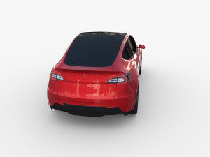 tesla model y awd red with chassis 3D Model