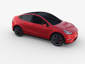 tesla model y awd red with chassis 3D Model